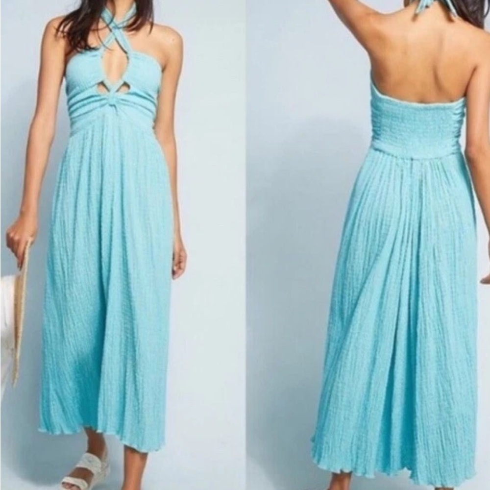 Mara Hoffman Swim Annika Dress Midi light teal organic cotton Medium